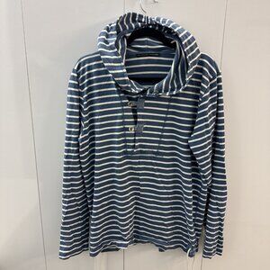 DAY BIRGER ET MIKKELSEN Hooded Sweater Tunic Blue White Striped Size L Coastal